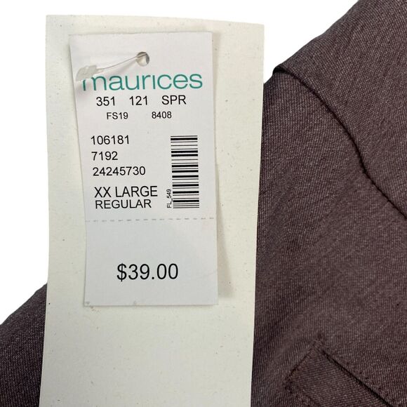 Maurices Ankle Pants Womens 2XL Brown Regular Fit Mid Rise Skinny Leg Pull-On - Picture 2 of 14